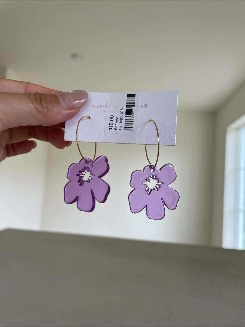 Kensie Lilac Floral Hoop Earrings with Gold-Tone Hoops
